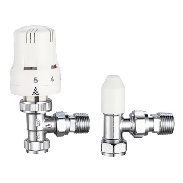 Angled Thermostatic Radiator Valve with Lockshield Plumb Spares Direct